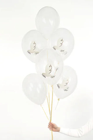 Latex balloons Transparent with White Doves 6-pack