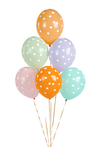 Latex balloons Dotted Pastel Mix 30cm, 6-pack