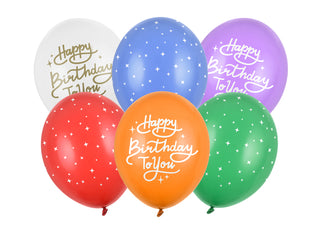 Latex balloons Happy Birthday Mix 30cm, 6-pack