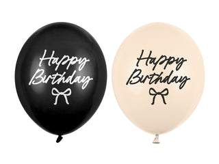 Latexballonger Happy Birthday med rosetter, 30 cm, mix, 6-pack