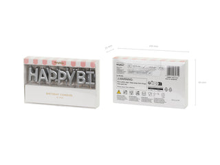 Tårtljus Happy Birthday Silver 2,5cm – 13-pack med träpinnar