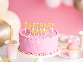 Tårtljus Happy Birthday Guld Glitter 2,5cm – 13-pack