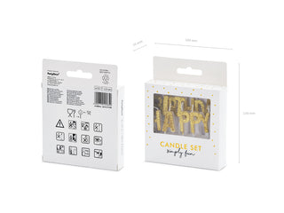 Tårtljus Happy Birthday Guld Glitter 2,5cm – 13-pack