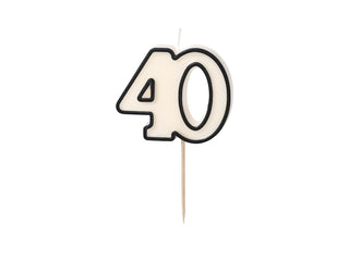 Tårtljus siffra 40, svart/vit 5,5 cm