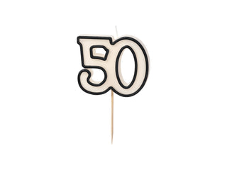 Tårtljus siffra 50, svart/vit 5,5 cm