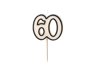 Tårtljus siffra 60, svart/vit 5,5 cm