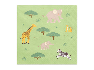 Safari Servetter 33x33 cm – Grön & Orange Djungeldukning (12-pack)