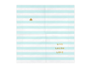 Servetter Yummy – Live Laugh Love, ljusblå, 33x33 cm, 20-pack