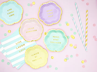 Servetter Yummy – Live Laugh Love, ljusblå, 33x33 cm, 20-pack