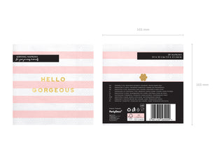 Servetter Yummy – Hello Gorgeous, ljusrosa, 33x33 cm, 20-pack