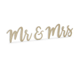 Mr &amp; Mrs Wooden sign Gold