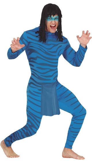 Masquerade costume Blue Feline Men Size M