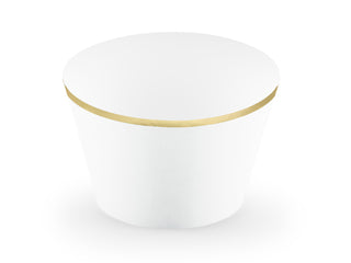 muffin molds white with gold rim 