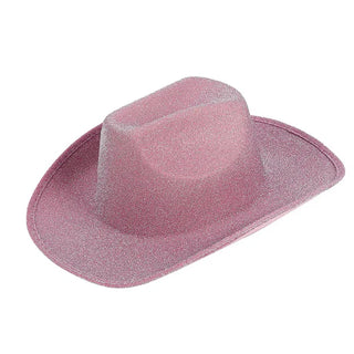 Rosa Glittrig Cowboy Hatt