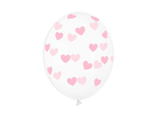 Latex balloons Transparent Heart 30cm, 6-pack, Available in several colors