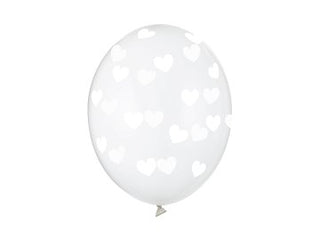 Latex balloons Transparent Heart 30cm, 6-pack, Available in several colors