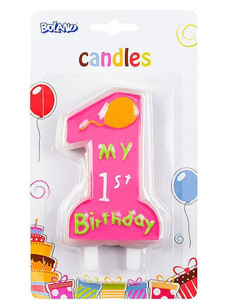 Cake candle 1st Birthday Pink XL