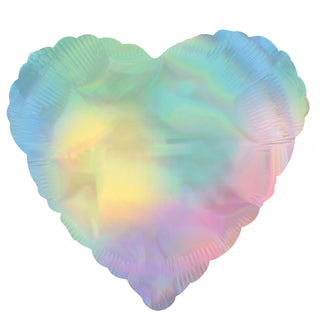 Foil balloon iridescent heart with helium