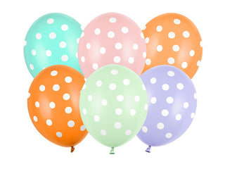 Latex balloons Dotted Pastel Mix 30cm, 6-pack