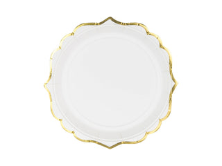 Paper plates White with gold edge 6-pack 18.5cm