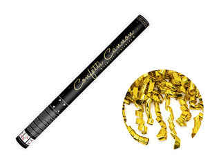 Konfettikanon med serpentiner 60 cm, guld