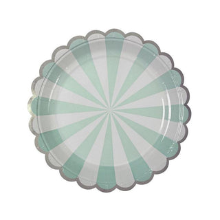 Papperstallrikar Randig Mintgrön 6-pack 18cm