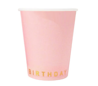 happy birthday pink &amp; gold paper cups 6-pack