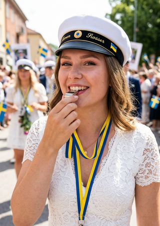 Visselpipa Metall med Gul & blå Band