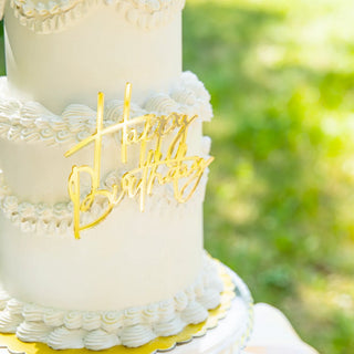 Tårtdekoration "Happy Birthday" i Akryl, 8x10 cm – Klassisk Cake Topper