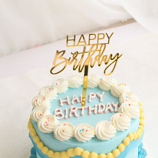 Happy birthday guld i Akryl, 12x12cm