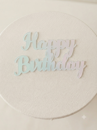 Tårtdekoration "Happy Birthday" Iriserande i Akryl, 8x10 cm – Cake Topper