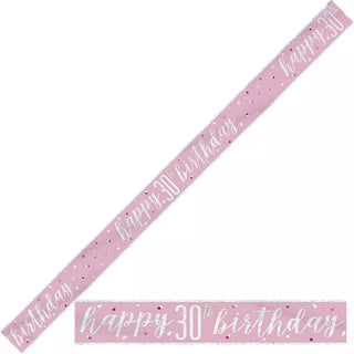 Banner pink glittery 30 years 2.2m