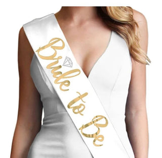 Ordensband Bride to be, Vit med Guld text