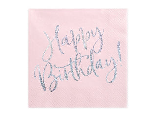 light pink napkins with happy birthday