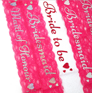 maid of honor ribbon pink lace