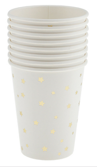 paper cups with gold stars 10-pack