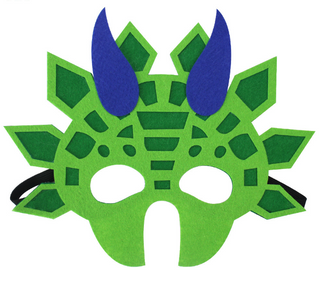 drakmask grön med blå horn