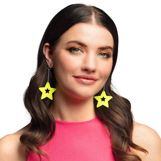 Earrings Star neon yellow