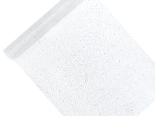 Table runner organza fabric white with print 48cm x9m