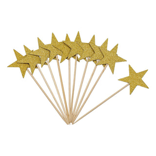 Cocktailflaggor Stjärna 10-pack Guld