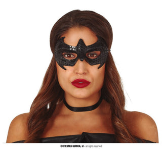Svart Fladdermus Ögonmask med Paljetter – Maskeradmask
