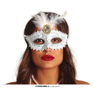 Eye mask White with Feathers