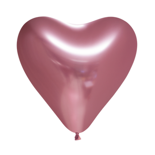 Chrome Rosa Hjärta Latexballonger 6-pack