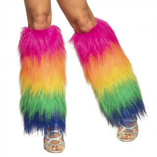Leg Warmers Fluffy Rainbow Rave
