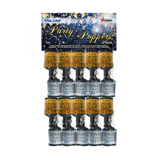 Party Poppers Gold &amp; Silver 20-pack