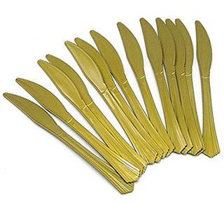 Plastic knives in gold 10-pack luxury