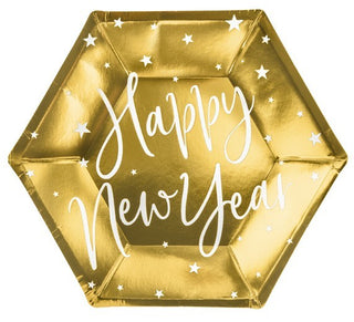Papperstallrik, Happy NewYear, Guld