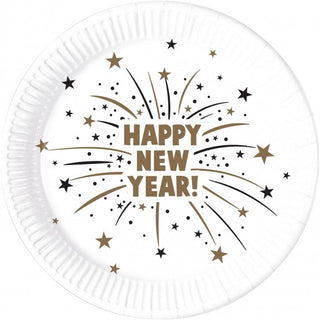 Happy new year Paper plates 8-pack 23cm