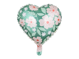Floral Heart Helium Balloon 18"