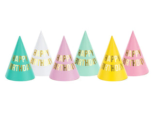 Happy Birthday Partyhattar 6-pack